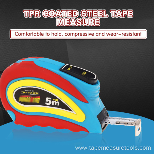 3/5/7.5m rubber coated auto lock tape measure